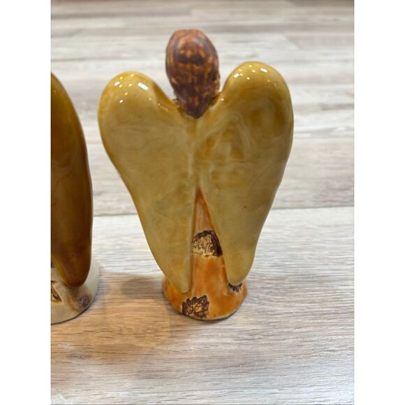 Stoneware Angel Figurines Fall Autumn Decor Set of 3 - Picture 7 of 9